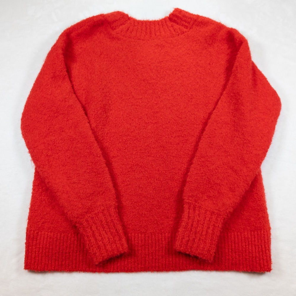 Aerie Eyelash Knit Sweater Women S Red V-Neck Oversized Soft Girl Cabincore Cozy - Picture 10 of 11